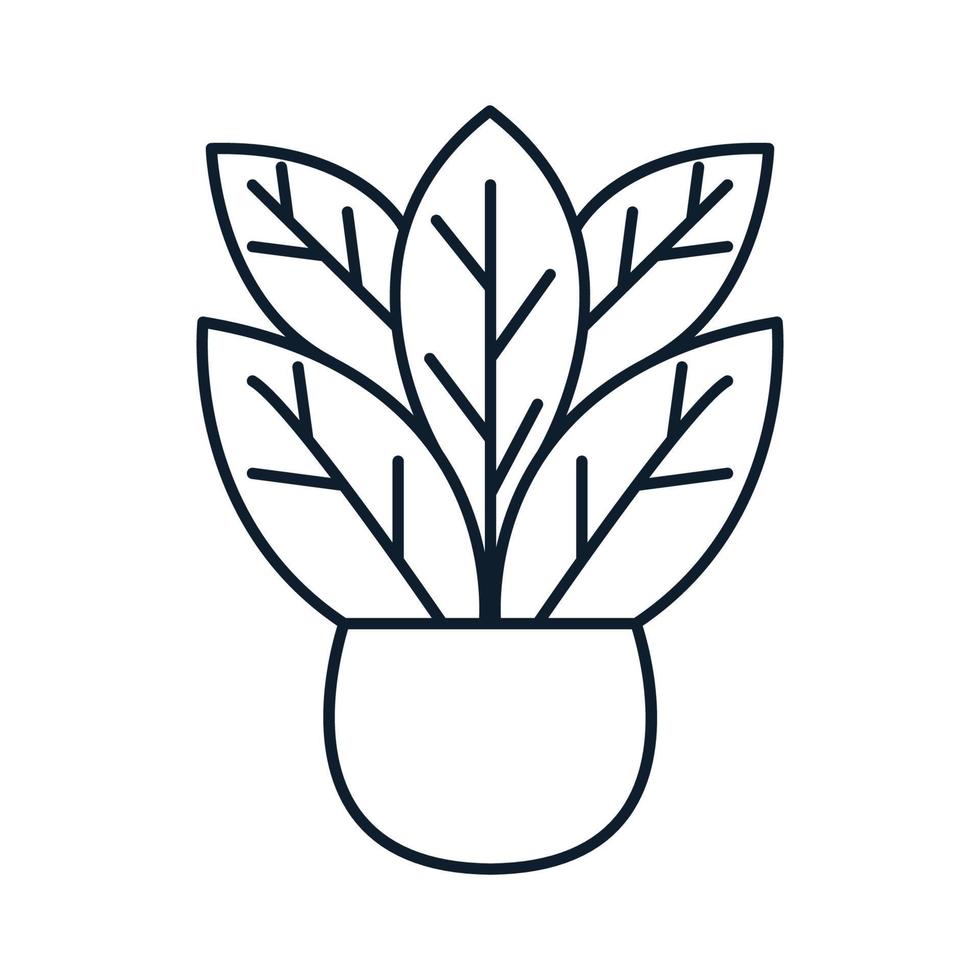 kruka med växt blomma blad trädgård linje modern logotyp vektor illustration design