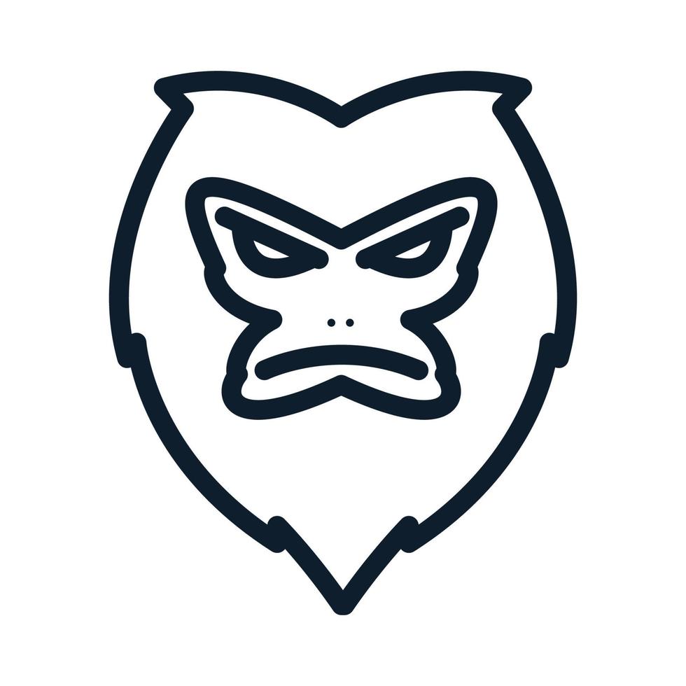 Affen- oder Affenkopflinie wütendes Logo-Design vektor