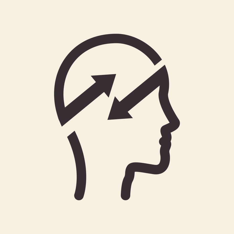 upp-ned-pil idé mänskligt huvud logotyp symbol ikon vektor grafisk design illustration idé kreativ