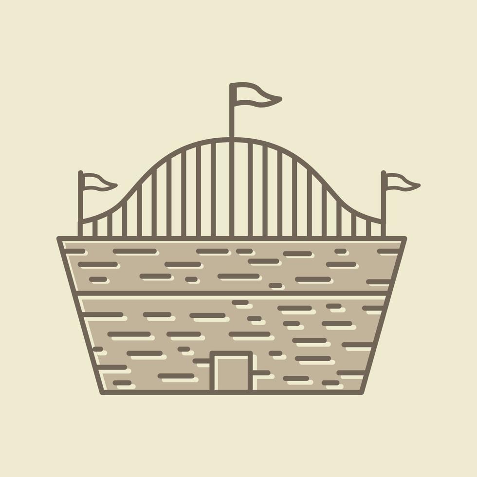 vintage linie gebäude schloss wand logo vektor symbol illustration design