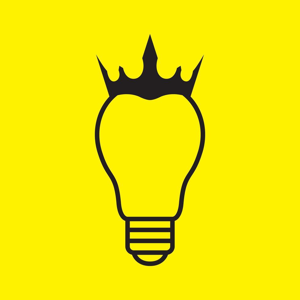 Lampe Lampe Linie mit Krone Logo Design Vektorgrafik Symbol Symbol Zeichen Illustration kreative Idee vektor