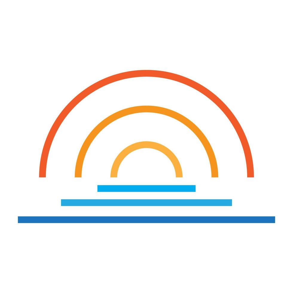 geometrisk solnedgång och vatten havet linje abstrakt logotyp vektor symbol ikon design grafisk illustration