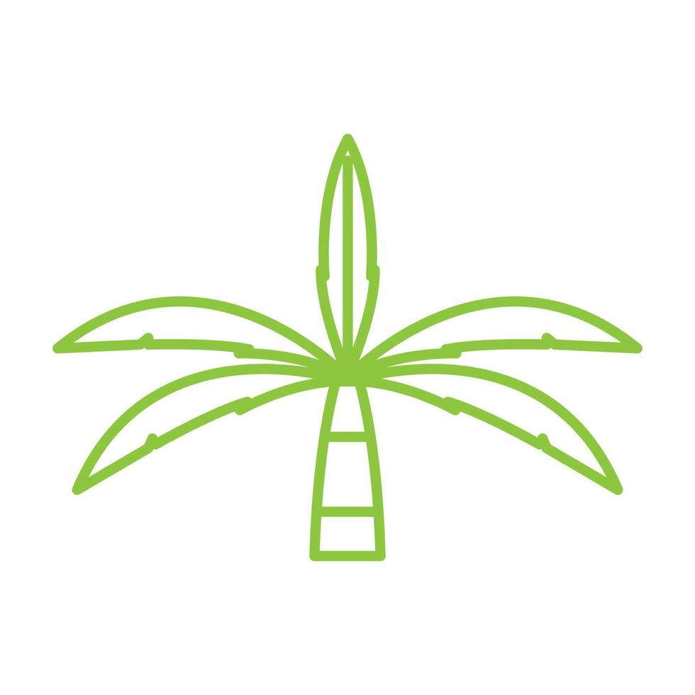 Linien grüne Kokospalme wenig Logo Symbol Vektor Icon Illustration Design