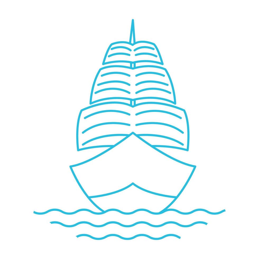 Linie Schiff mit Buch Logo Vektor Symbol Icon Design Grafik Illustration
