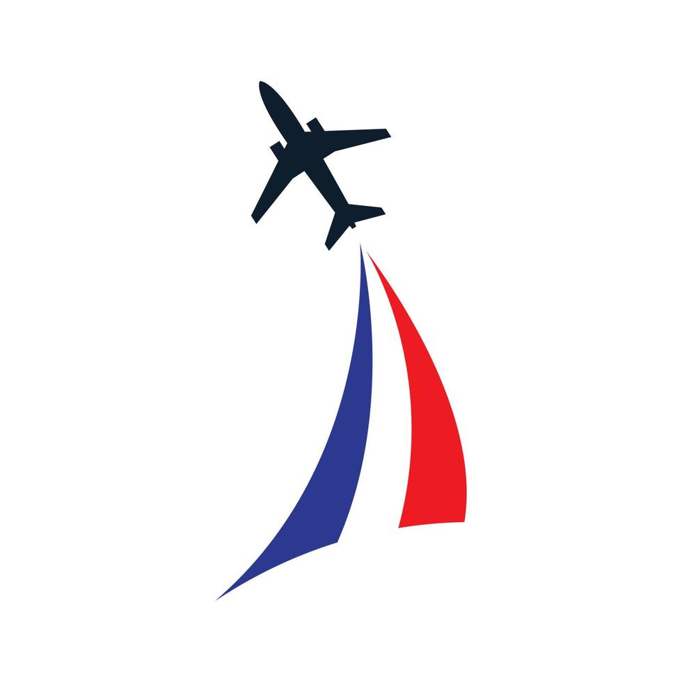 Flugzeugsilhouette mit französischem Flaggen-Logo-Vektor-Icon-Design vektor