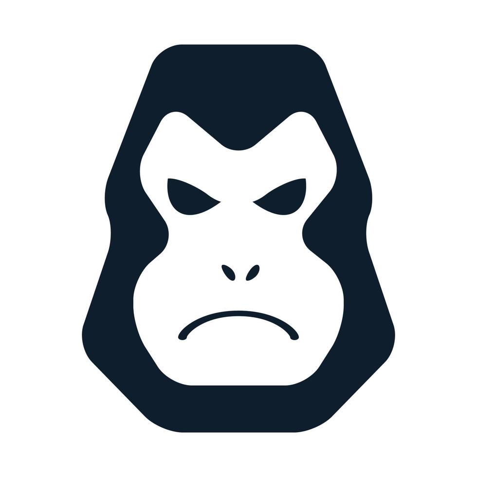 Gorilla- oder Affenkopf trauriges oder wütendes Logo-Vektor-Illustrationsdesign vektor