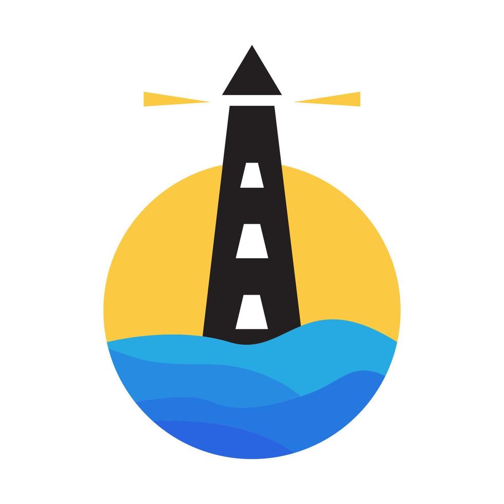 abstrakter Leuchtturm mit blauem Meer Logo Vektor Symbol Icon Design Illustration