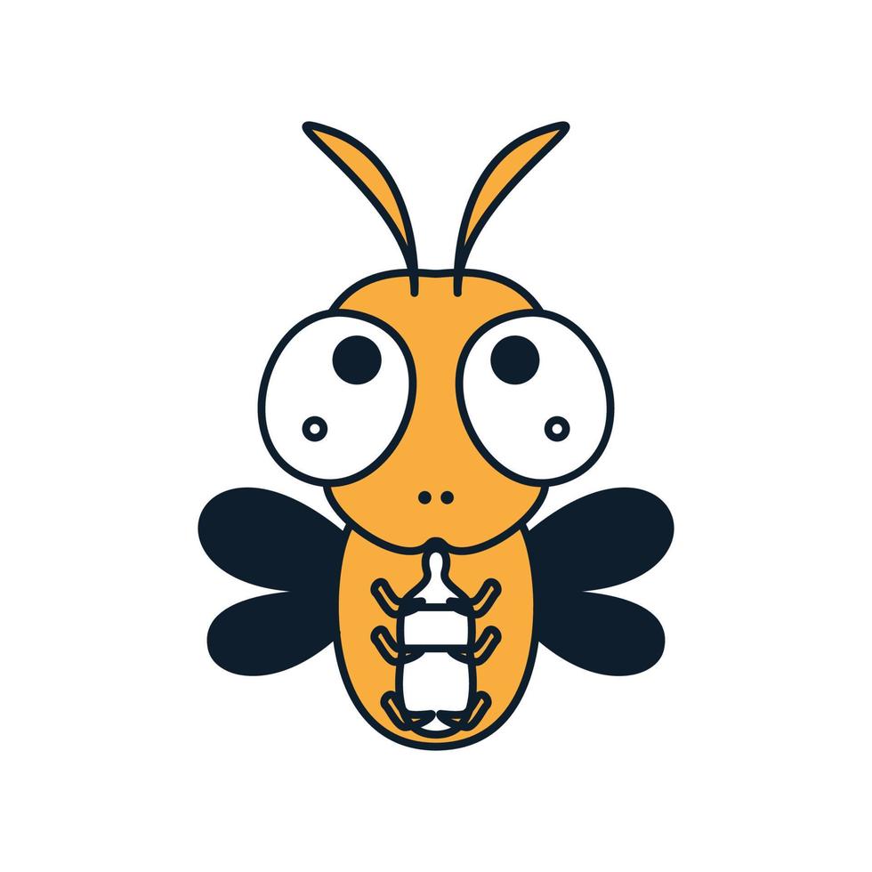 baby bee honungsdrink söt tecknad logotyp vektor illustration design