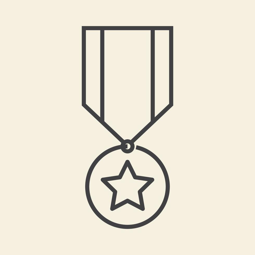 enkel linje medalj med stjärnlogotyp vektor ikon symbol grafisk design illustration