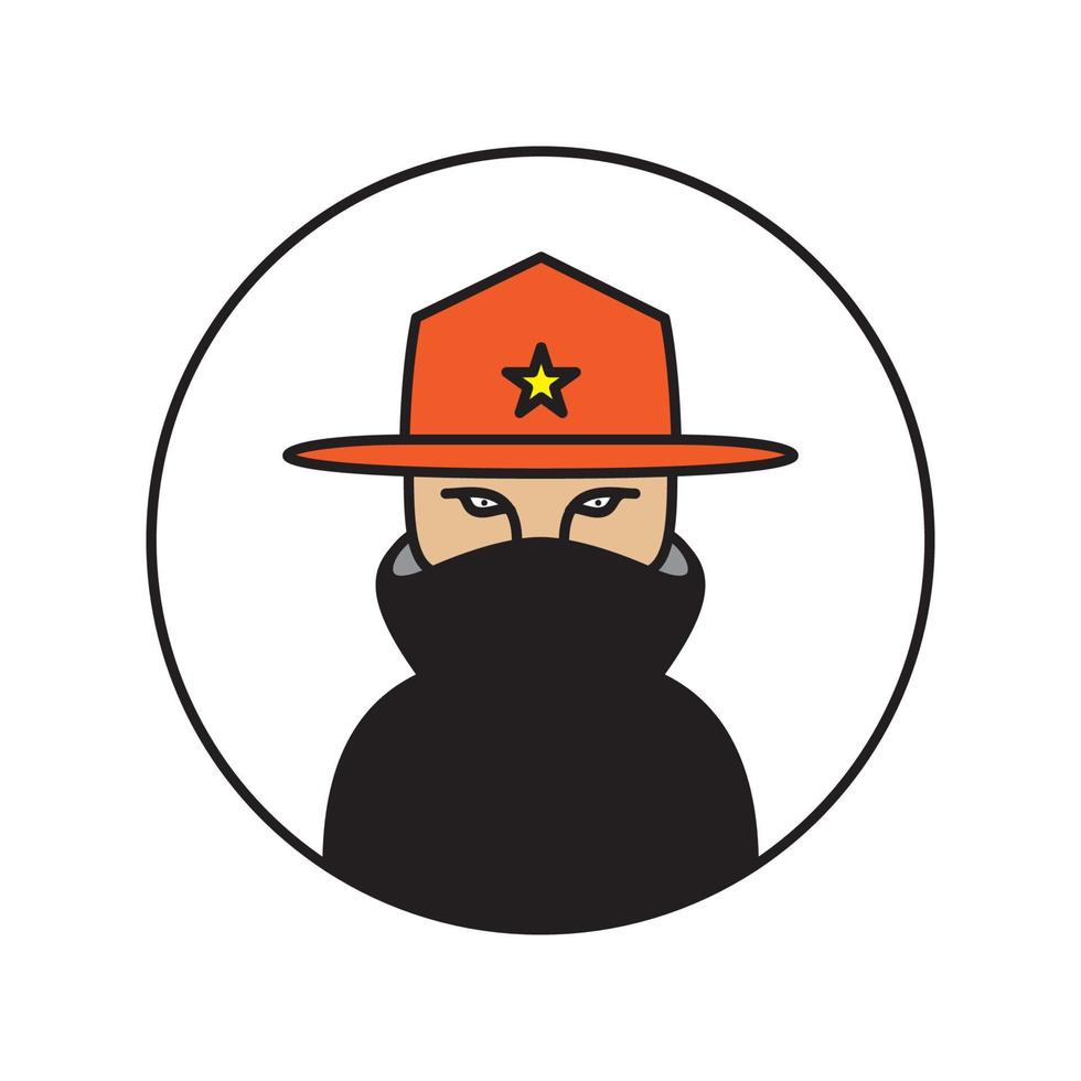 Hipster Head Sheriff Linien Logo Vektor Icon Symbol Grafik Design Illustration