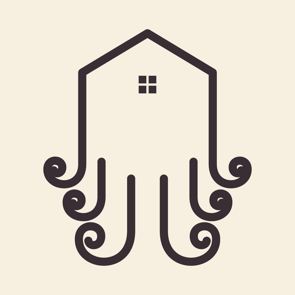 Linie Zuhause mit Oktopus Logo Symbol Symbol Vektorgrafik Design Illustration Idee kreativ vektor