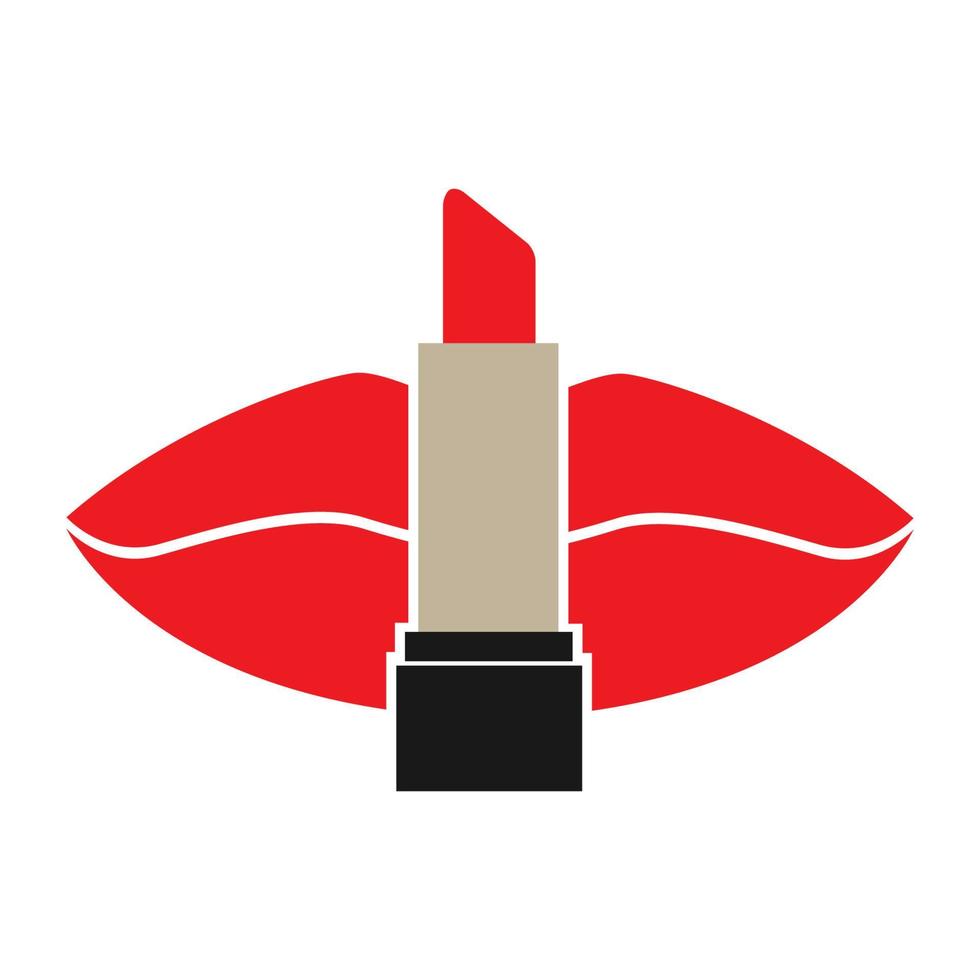 abstrakte rote Lippen mit Lippenstift Logo Vektor Symbol Icon Design Grafik Illustration