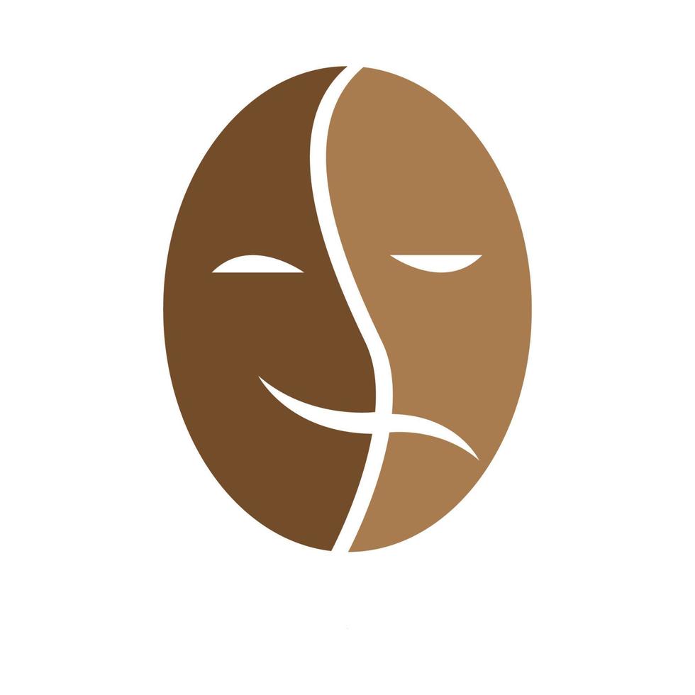 kaffeböna mask teater logotyp vektor ikon illustration design