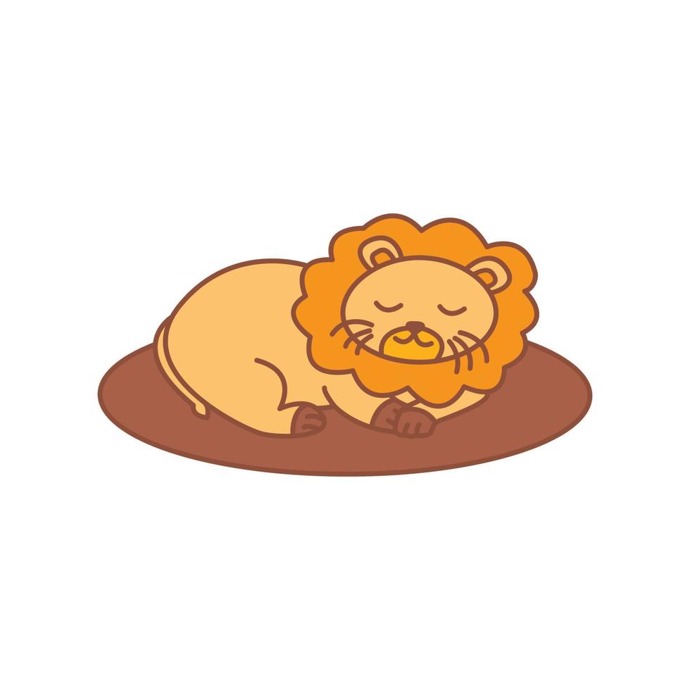 Löwe schlafen niedliche Cartoon-Logo-Symbol-Vektor-Illustration vektor