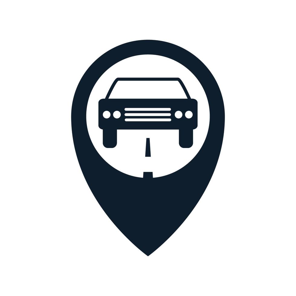 Automobil-Transportwagen mit Kartenstift-Standort-Logo-Vektor-Symbol-Illustration vektor