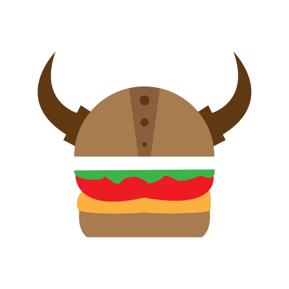 hamburgare mat med viking logotyp design vektor ikon symbol illustration