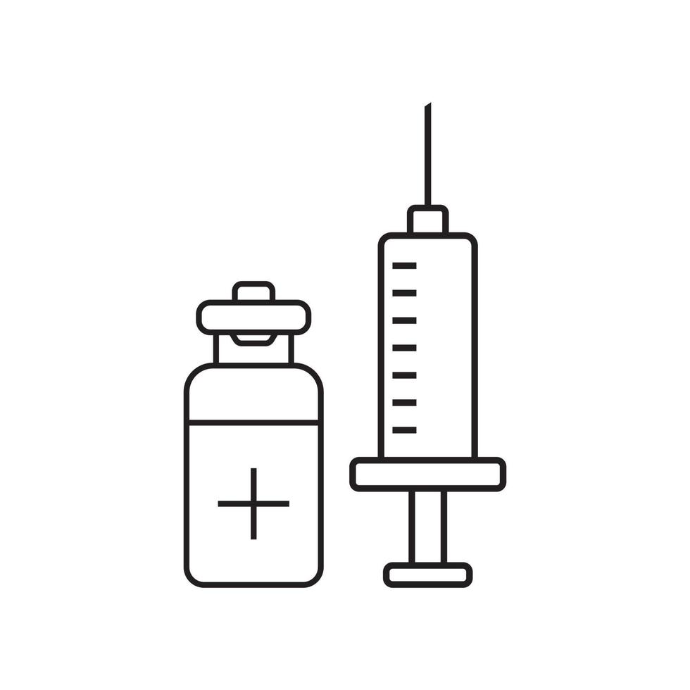 injektion linje ikon. spruta, nål, medicin. behandlingskoncept. kan användas för ämnen som medicin, vaccination, immunisering, covid-19-vaccination vektor