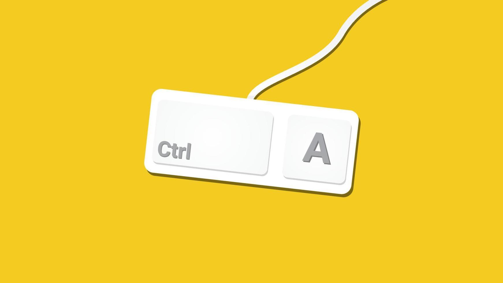 tangentbordstangent ctrl a, kopiera och klistra in kortkommandot. datorikon på en gul bakgrund vektor