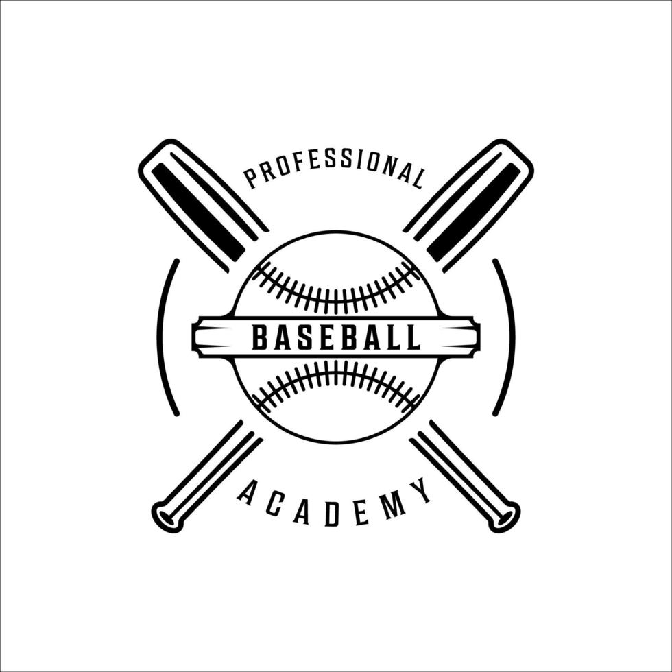 baseball logotyp vintage vektor illustration mall ikon grafisk design. boll och fladdermus retro symbol sport siluett för professionell klubb och akademi