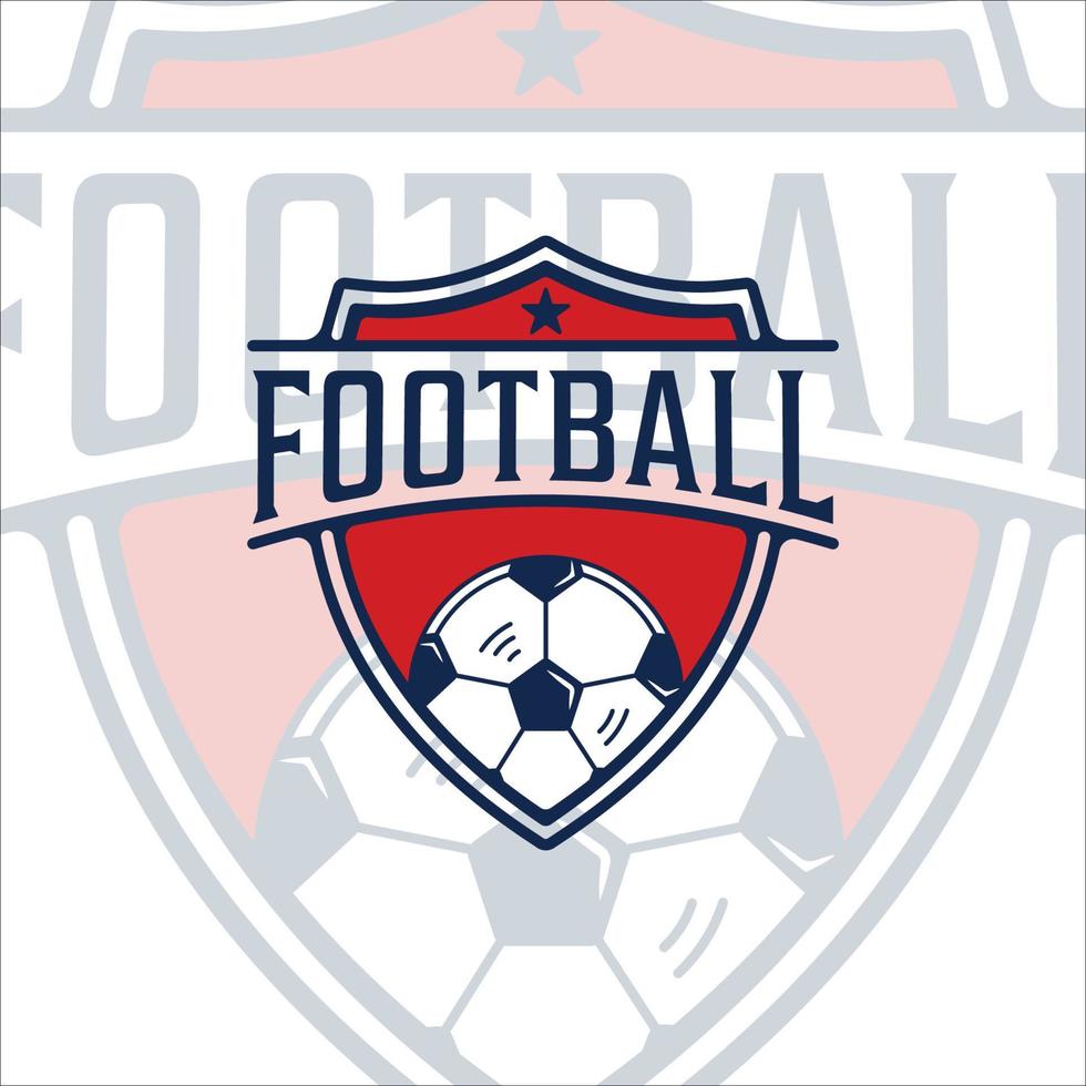 Fußball oder Fußball modernes Logo Vektor Illustration Vorlage Symbol Grafikdesign. sportemblem mit schildabzeichen und typografie