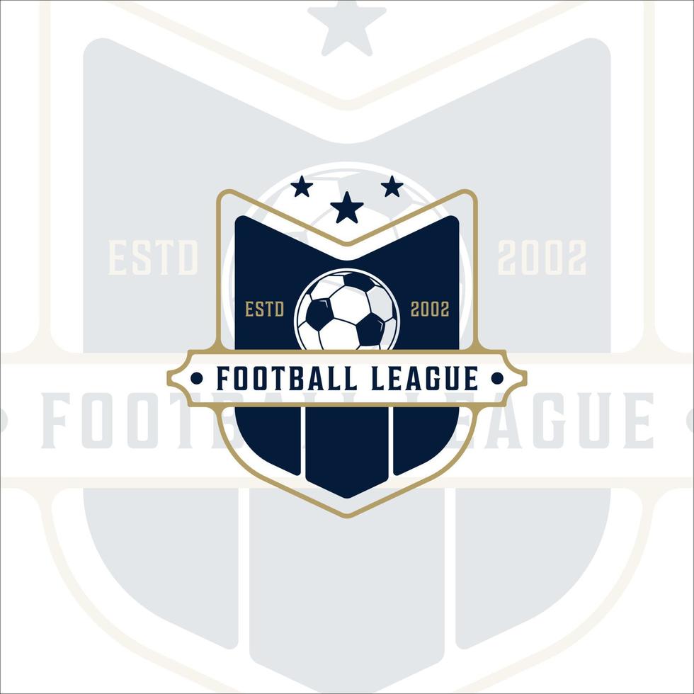 Fußball oder Fußball modernes Logo Vektor Illustration Vorlage Symbol Grafikdesign. sportemblem mit schildabzeichen und typografie