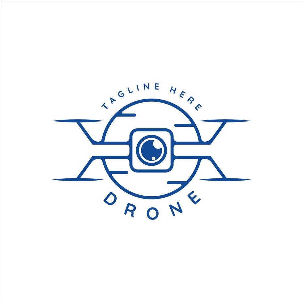 sky drone logotyp linjekonst vintage vektor illustration mall ikon grafisk design