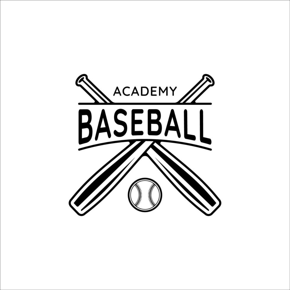 baseball logotyp vintage vektor illustration mall ikon grafisk design. boll och fladdermus retro symbol sport siluett för professionell klubb och akademi