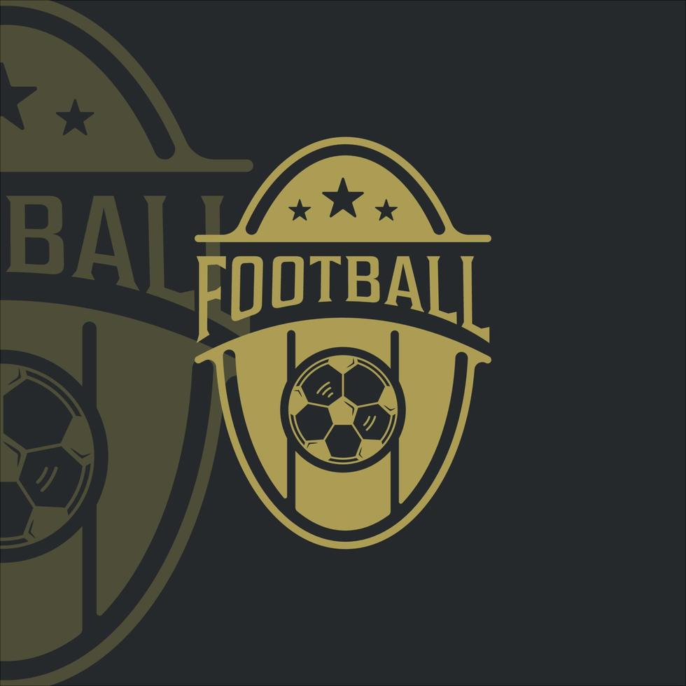 fotboll eller fotboll logotyp vintage vektor illustration mall ikon grafisk design. sport retro guld emblem med märke och typografi