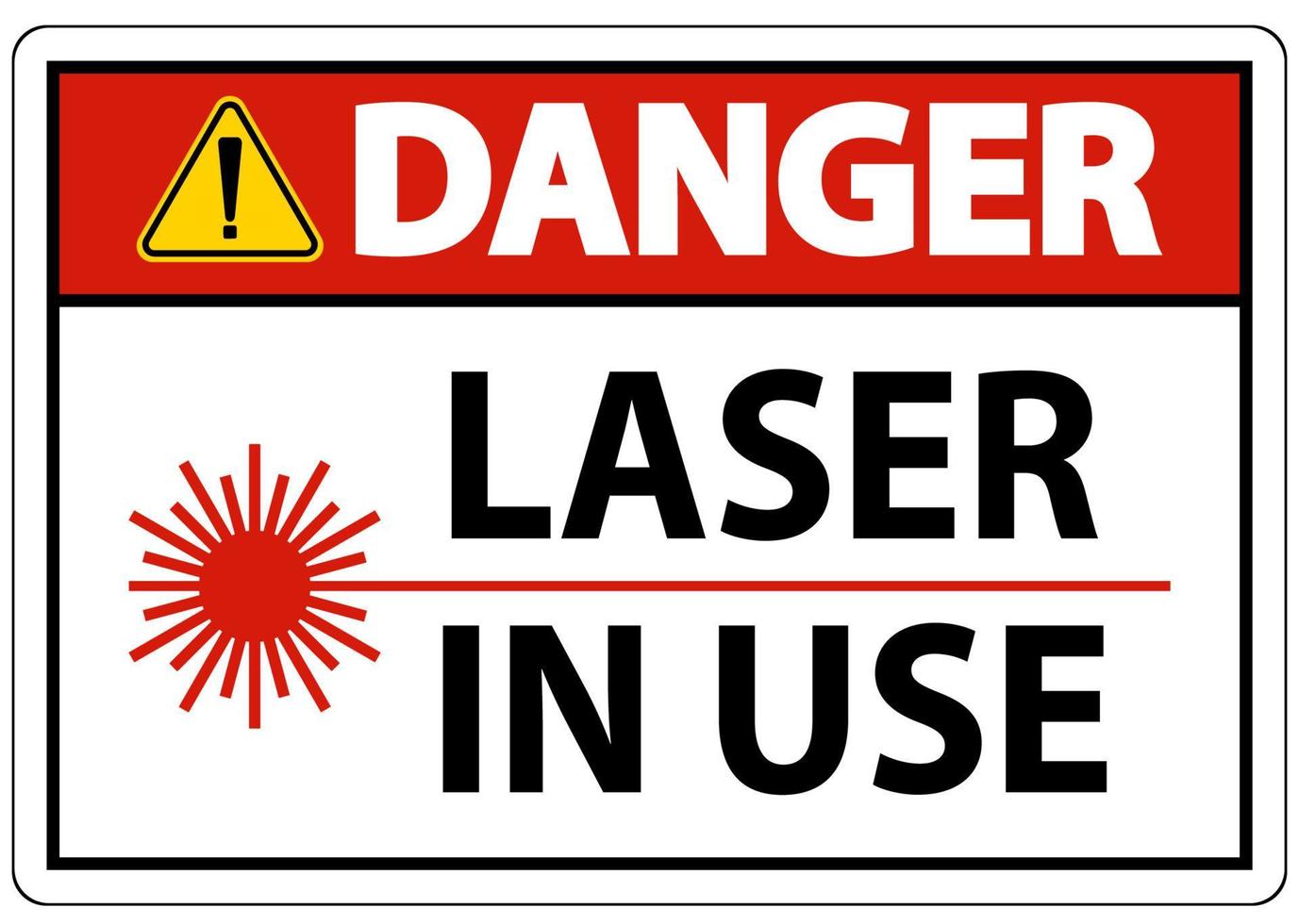 Gefahrenlaser im Einsatz Symbol Zeichen auf weißem Hintergrund vektor