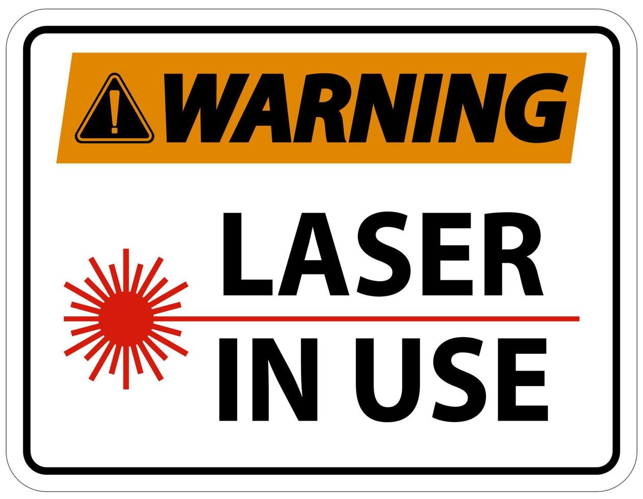varning laser i bruk symbol tecken på vit bakgrund vektor