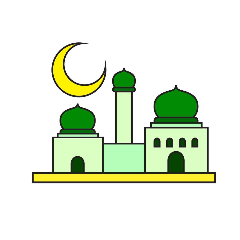 moscheeillustration im flachen und bunten stil. design für ramadan und islamische feiertage. vektor