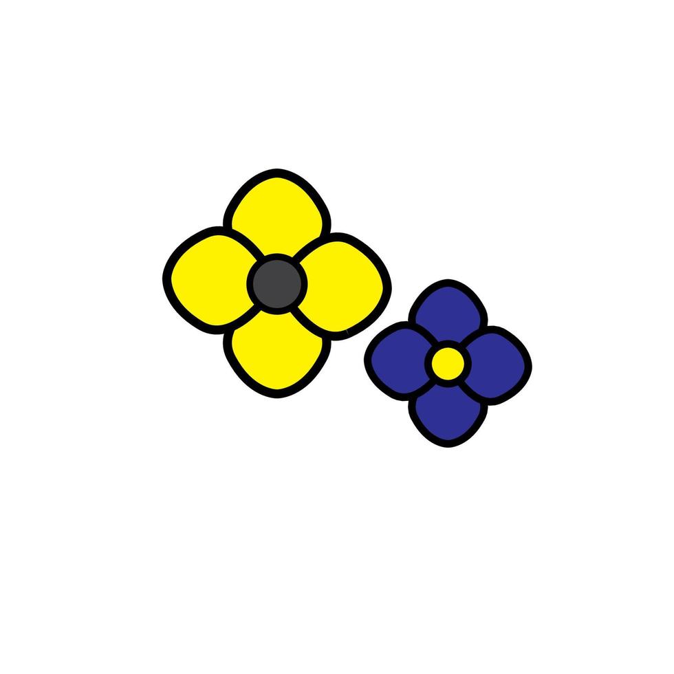 blaues und gelbes Blumensymbol. vektor