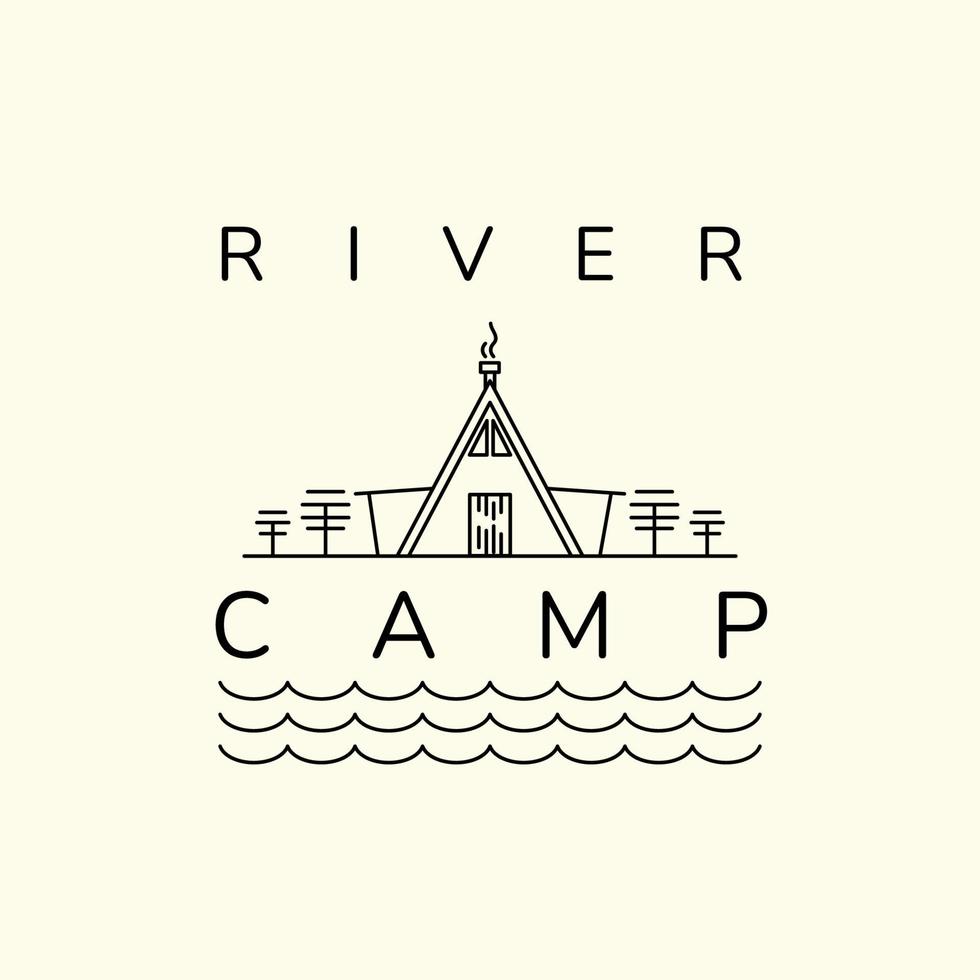floden camp enkel linjekonst ikon logotyp mall vektor illustration design