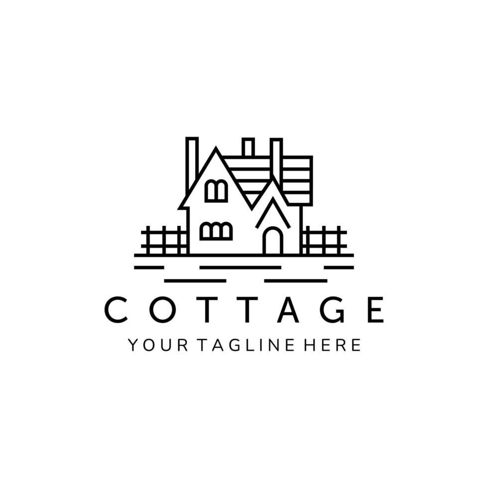 Cottage Strichzeichnungen minimalistisches Symbol Logo Vektor Illustration Template Design. haus, haus, unterkunft logo design