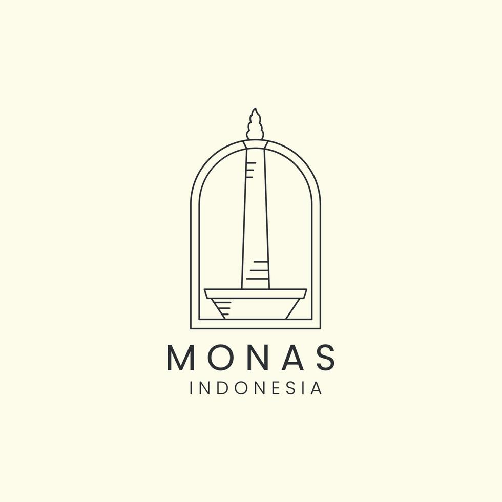 monas indonesien minimalistische linie kunst logo emblem symbol vorlage vektor design