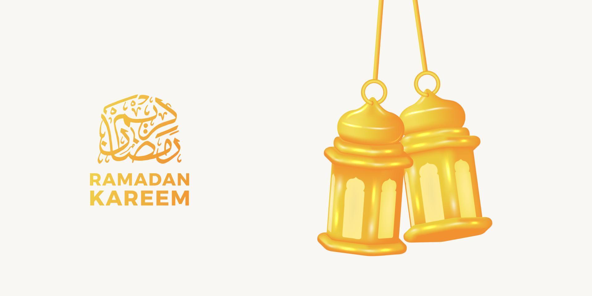 hängande 3d söt arabisk islamisk lykta dekoration för ramadan islamisk evenemangsfest vektor