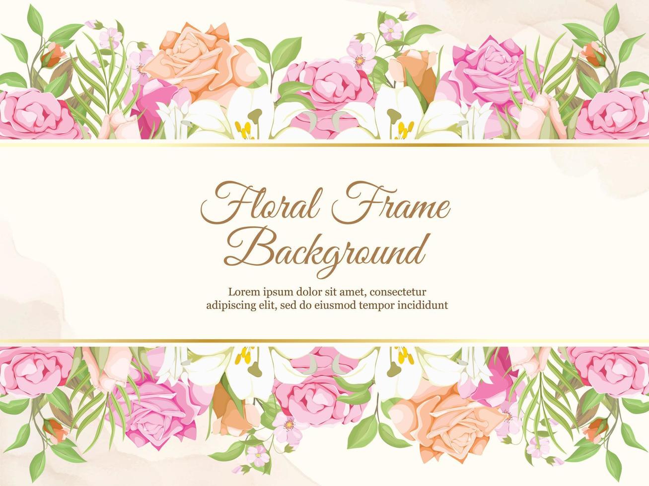 Hochzeitsbanner Hintergrund floral mit Lilien und Rosen Design vektor
