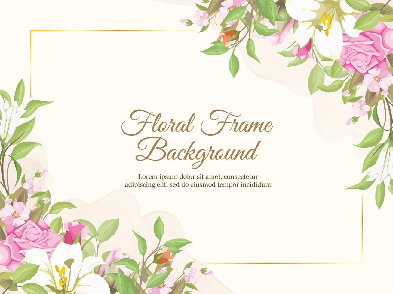 bröllop banner bakgrund blommig med liljor och rosor design vektor