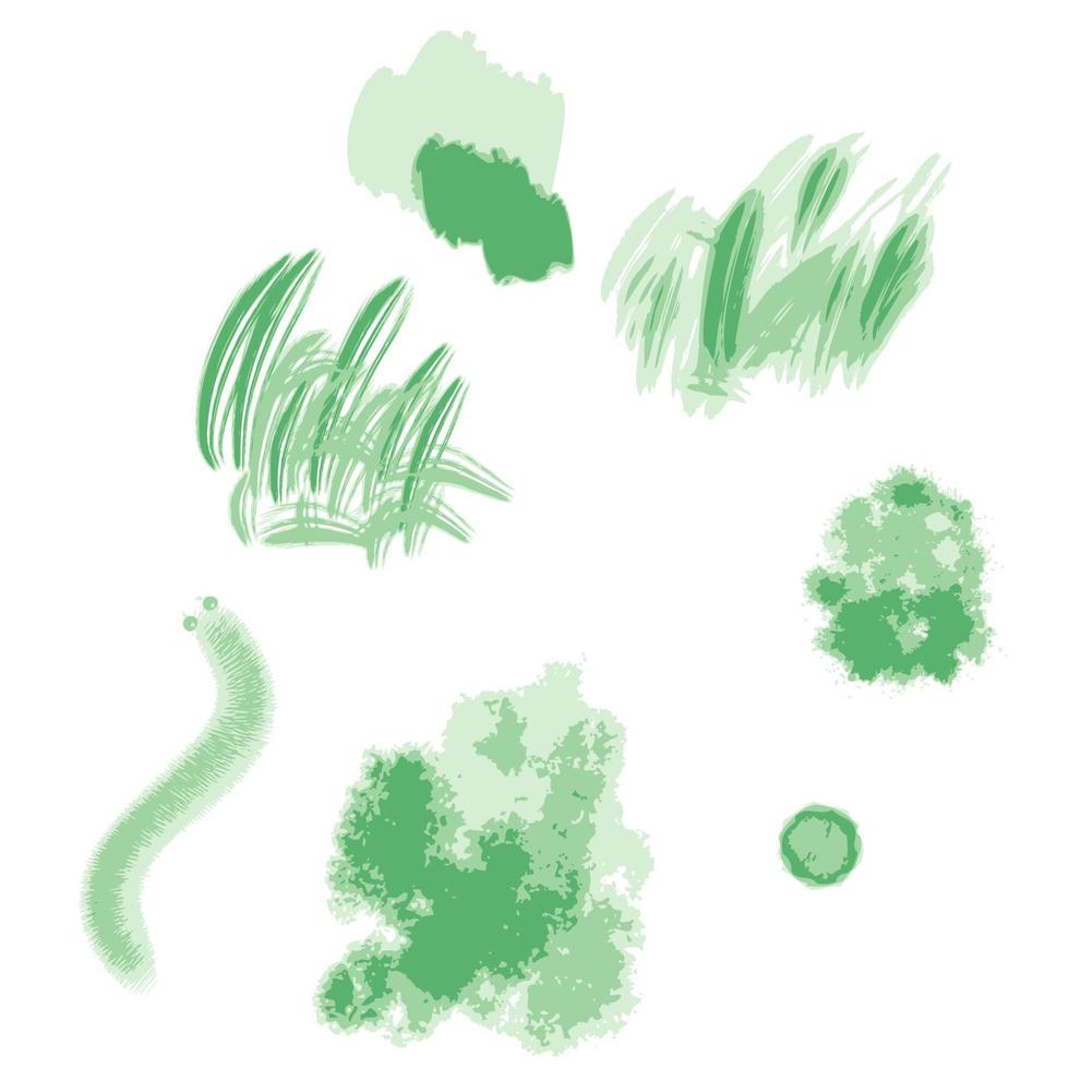 handgezeichnete sammlung von naturelementen. Set aus Moos, Gras und Flecken. vektor