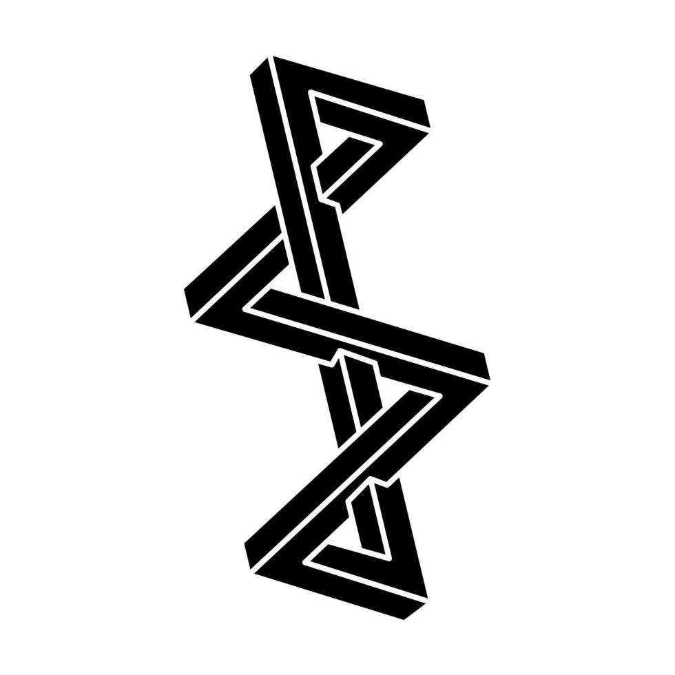 Logo-Design mit unmöglicher Form, Objekt der optischen Täuschung. optische Kunstfigur. unwirkliche Geometrie. vektor