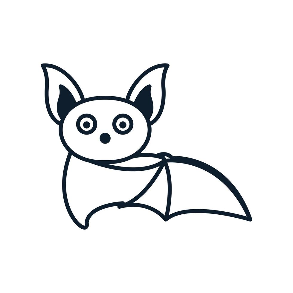 bat modern bat söt linjekonst kontur logotyp vektor illustration design