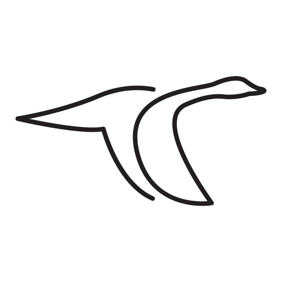 kontinuerlig linje fågel gås flyga logotyp vektor ikon illustration design