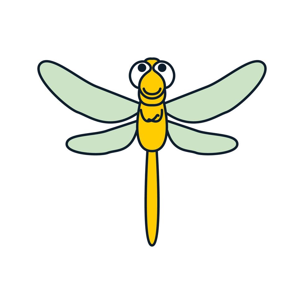 Tier Insekt Libellen Cartoon Linien Logo Vektor Icon Illustration Design