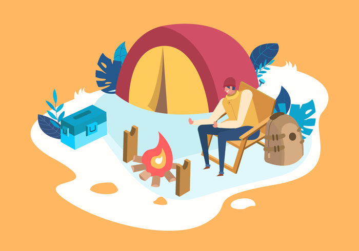 sommar camping vektor platt illustration