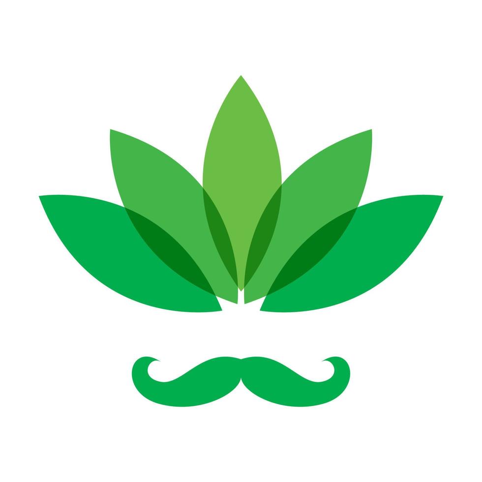 abstrakt grönt blad med huvudet människor skägg logotyp vektor ikon illustration design
