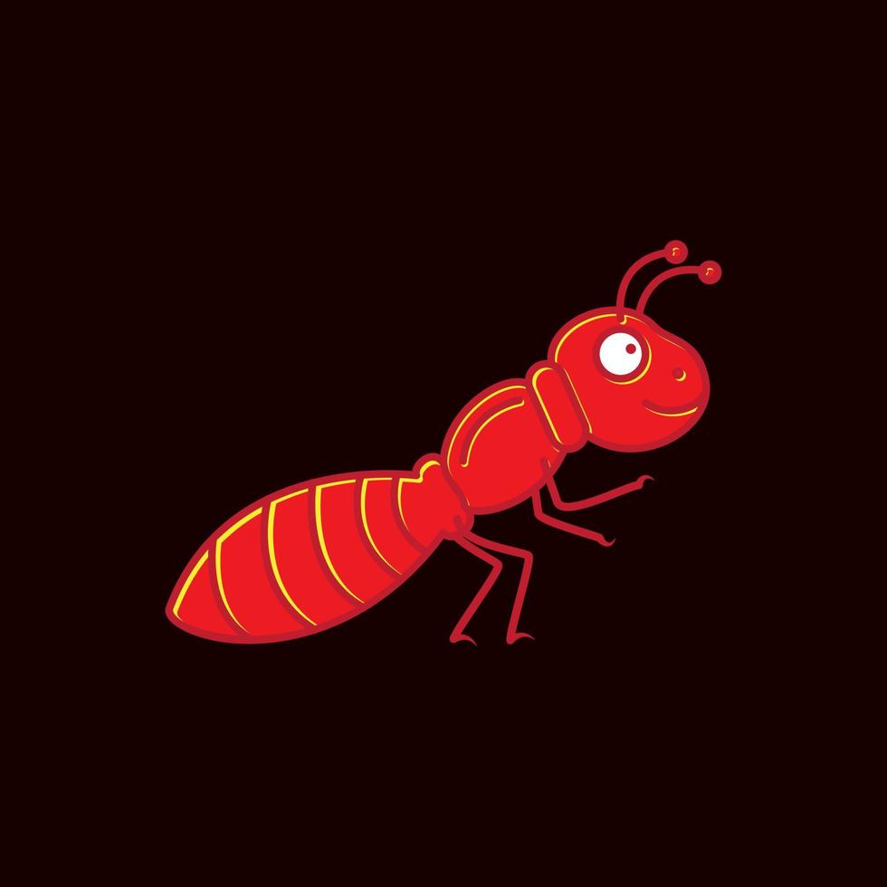 djur insekt myra tecknad röd logotyp design vektor ikon symbol illustration