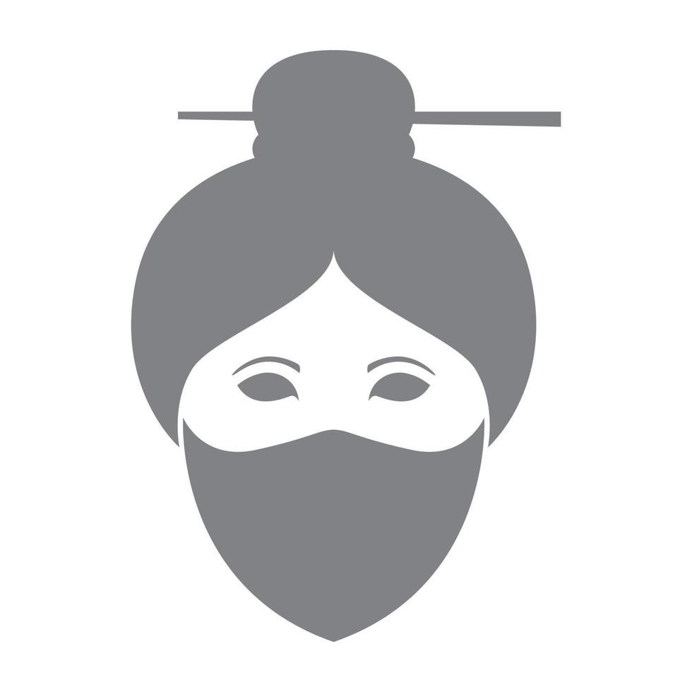 asiatische frauen kopf gesicht mit maske logo symbol vektor symbol illustration grafik design