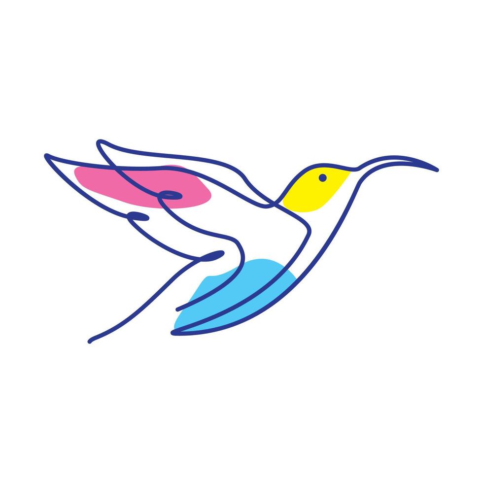 Kolibri fliegen Linie bunte Logo Symbol Vektor Icon Design Illustration