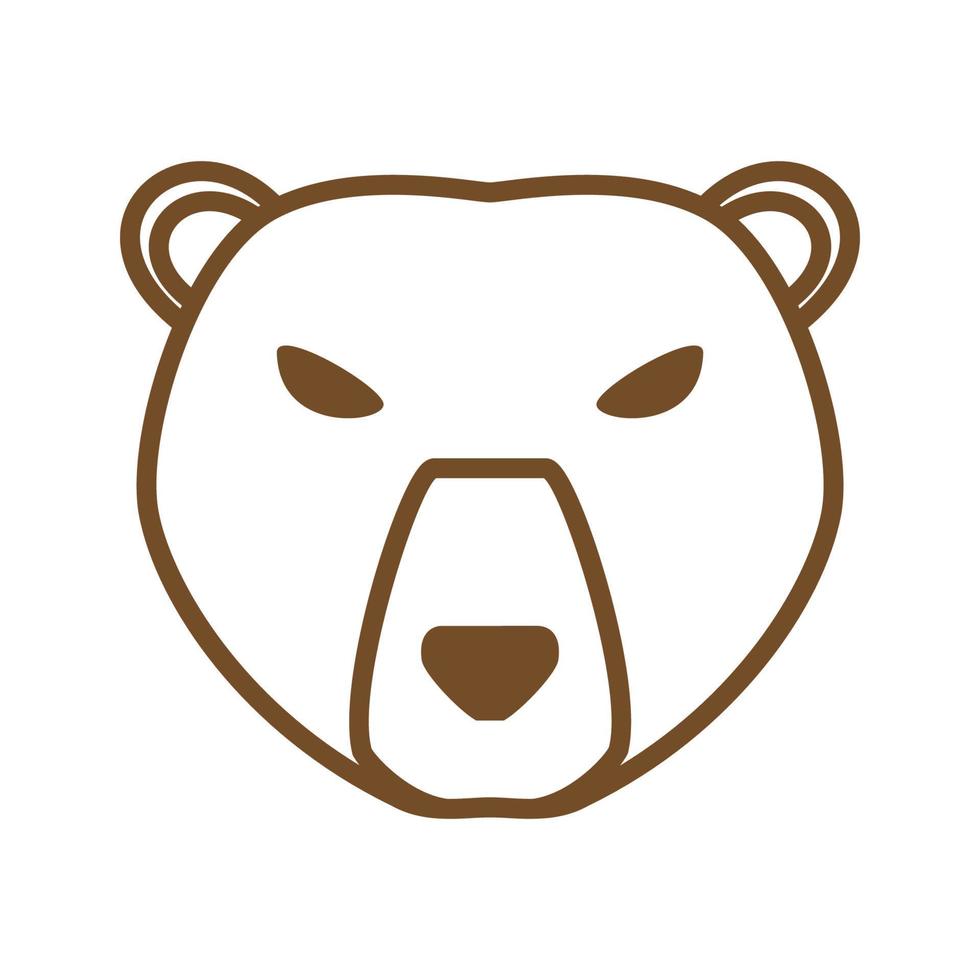 arg björn huvud ansikte linjekonst kontur söt tecknad leende logotyp vektor illustration design
