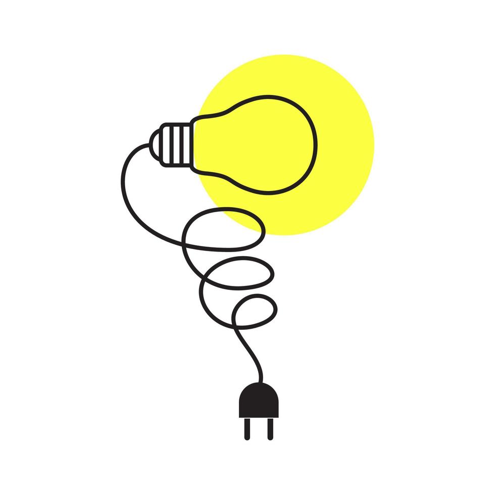 Kabel mit Glühbirne Lampe Beleuchtung Logo Design Vektorgrafik Symbol Symbol Zeichen Illustration kreative Idee vektor